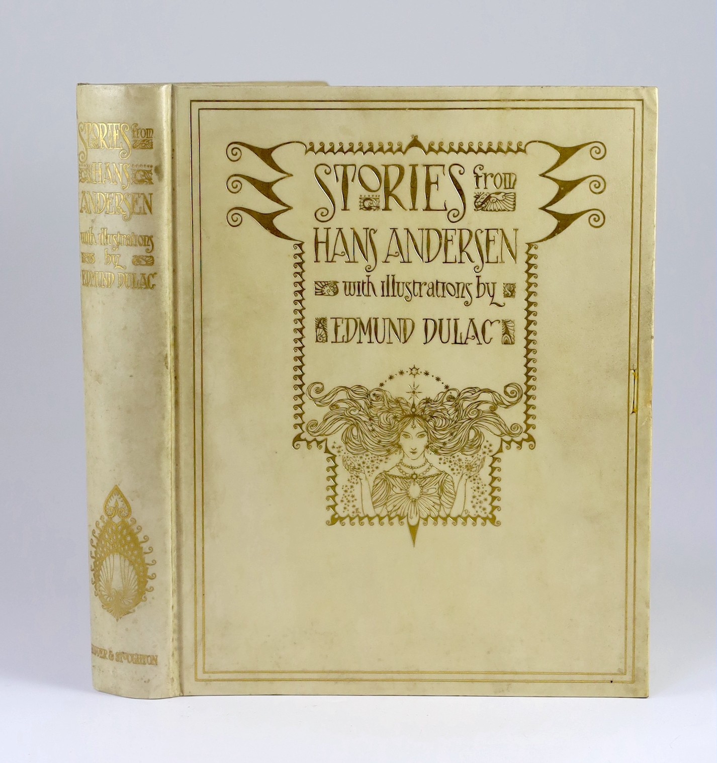 Andersen, Hans Christian - Stories. ‘’Stories from Hans Andersen.’’, one of 750, signed and illustrated by Edmund Dulac, 4to, original vellum gilt, with frontis and 27 tipped-in colour plates, lacking ties, Hodder & Stou